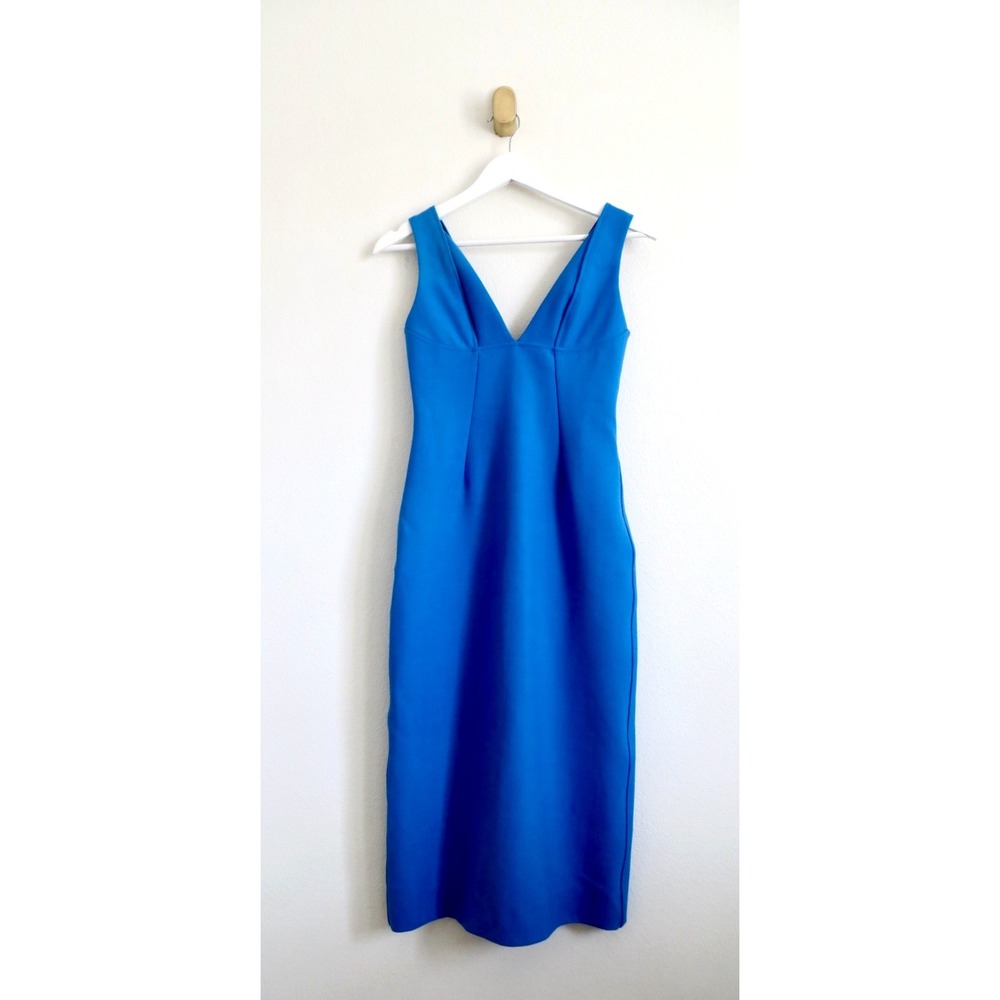 NEW! Victoria Beckham Wool Blend Bodycon Midi Dress Royal Blue SZ 4 - Picture 3 of 9